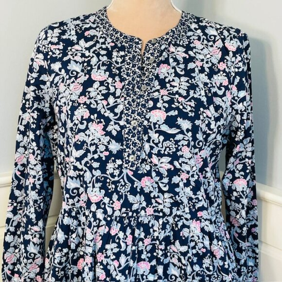 J. Crew Factory Mixed Floral Tiered Cotton Block Print Mini Dress Small - Picture 4 of 9